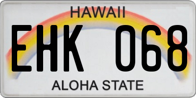 HI license plate EHK068