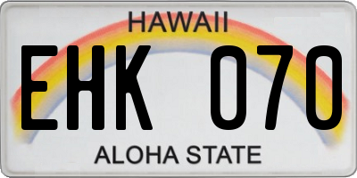 HI license plate EHK070