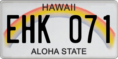 HI license plate EHK071