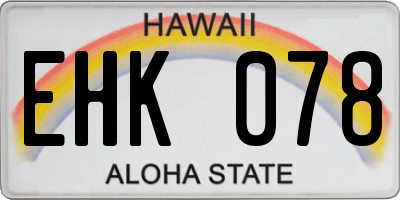 HI license plate EHK078