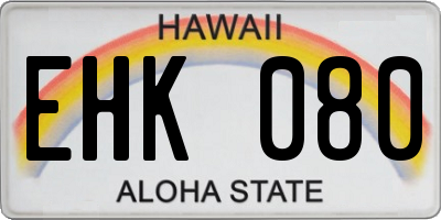 HI license plate EHK080