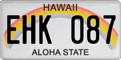 HI license plate EHK087