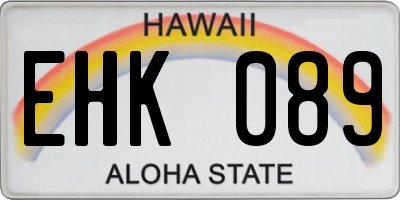 HI license plate EHK089
