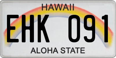 HI license plate EHK091