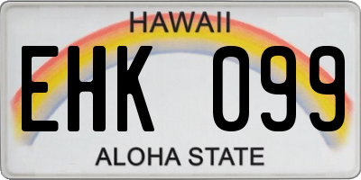 HI license plate EHK099