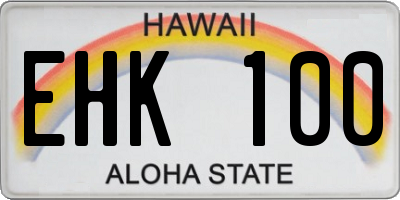 HI license plate EHK100