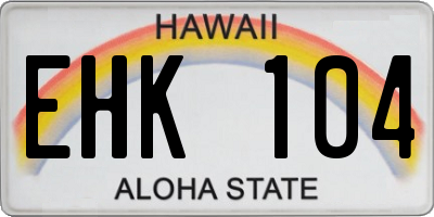 HI license plate EHK104