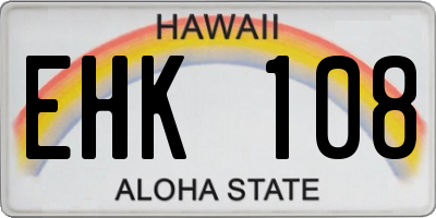 HI license plate EHK108