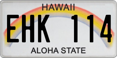 HI license plate EHK114