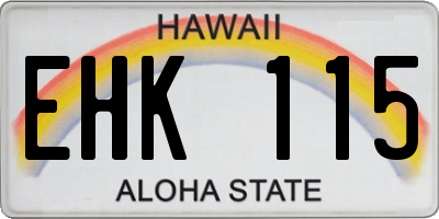 HI license plate EHK115