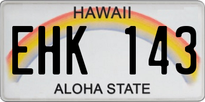 HI license plate EHK143