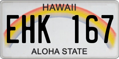 HI license plate EHK167