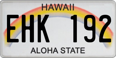 HI license plate EHK192