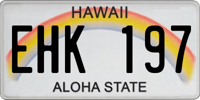 HI license plate EHK197