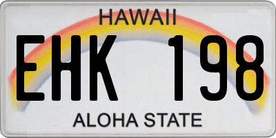 HI license plate EHK198