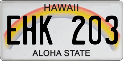 HI license plate EHK203