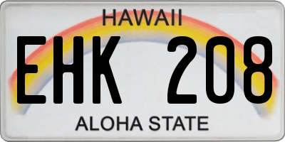 HI license plate EHK208