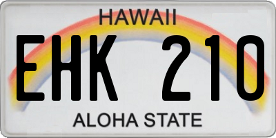 HI license plate EHK210