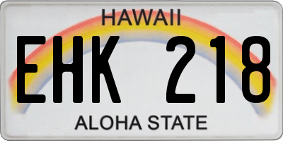 HI license plate EHK218