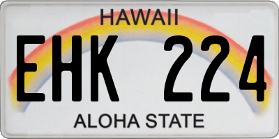HI license plate EHK224