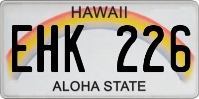 HI license plate EHK226
