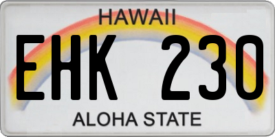 HI license plate EHK230
