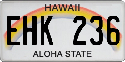 HI license plate EHK236