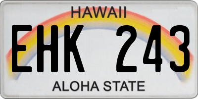 HI license plate EHK243