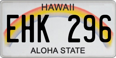 HI license plate EHK296