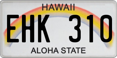 HI license plate EHK310