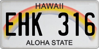 HI license plate EHK316