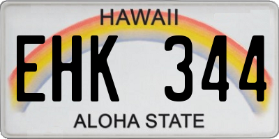 HI license plate EHK344