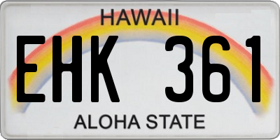 HI license plate EHK361