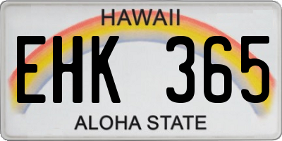 HI license plate EHK365