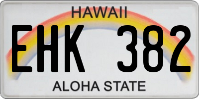 HI license plate EHK382