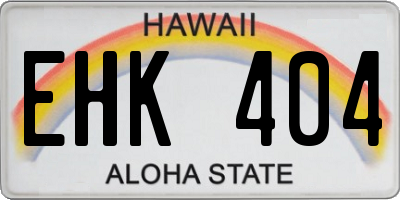 HI license plate EHK404
