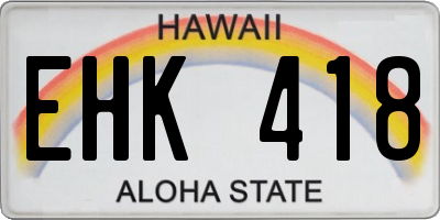 HI license plate EHK418
