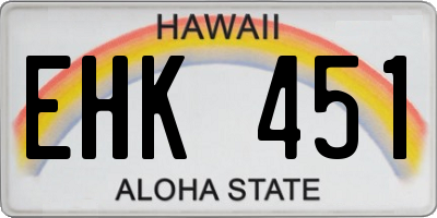 HI license plate EHK451