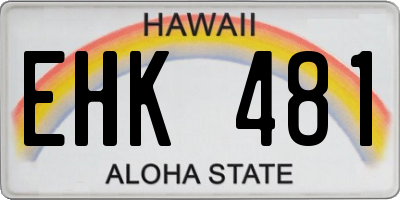 HI license plate EHK481