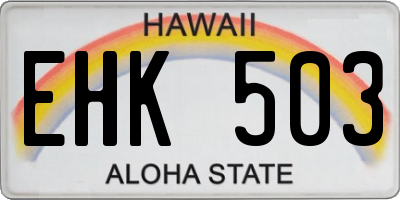 HI license plate EHK503