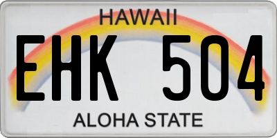 HI license plate EHK504