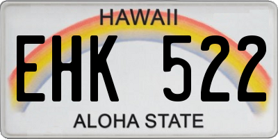 HI license plate EHK522