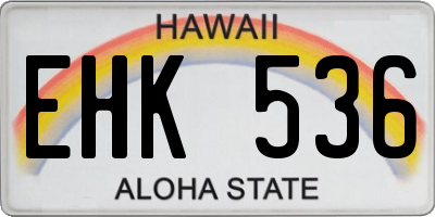 HI license plate EHK536