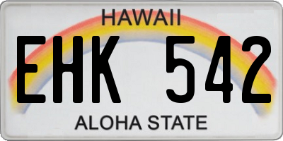 HI license plate EHK542