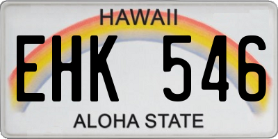 HI license plate EHK546