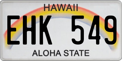 HI license plate EHK549