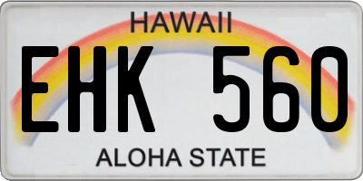 HI license plate EHK560