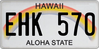 HI license plate EHK570