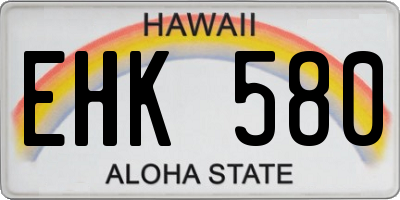 HI license plate EHK580