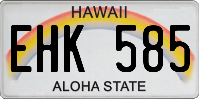 HI license plate EHK585